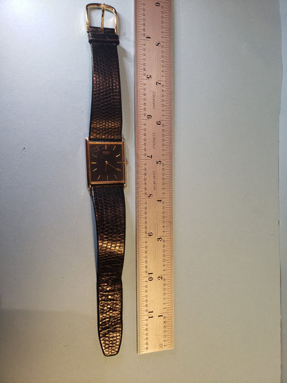 1970 - Seiko Tank Gold plated original leather black strap - Quartz