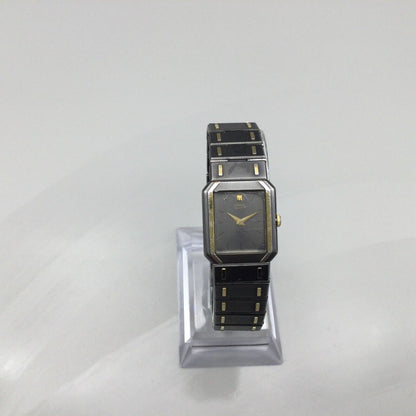 1975 - Women Vintage Seiko Watch 18mm Black Gold Two Tone 2C20-5630 New Battery 6.25"- Quartz